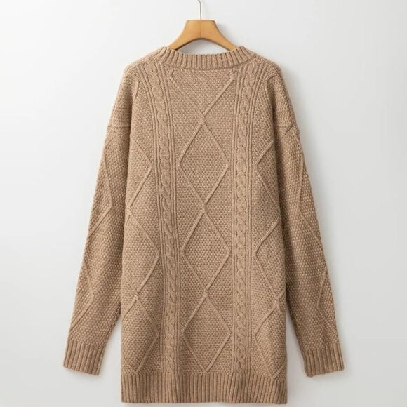 Cable Knit Sweater Dress in Khaki size Medium - Picture 7 of 8